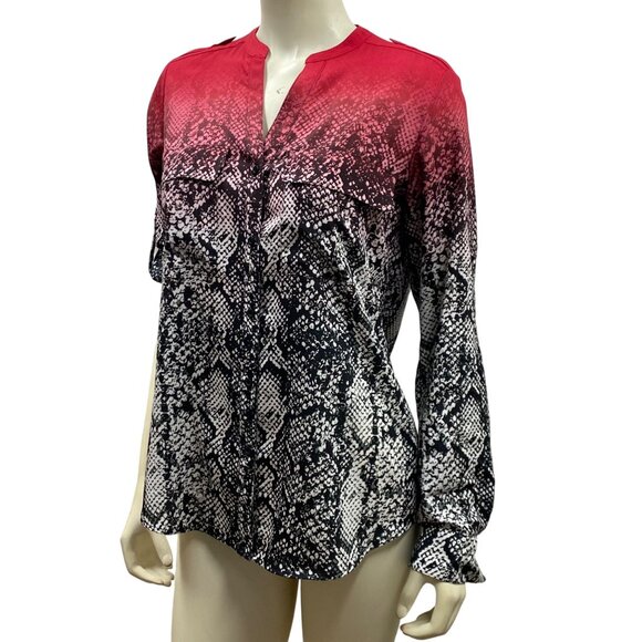 Calvin Klein Womens Snake Print Ombre Blouse Size S - Picture 2 of 5